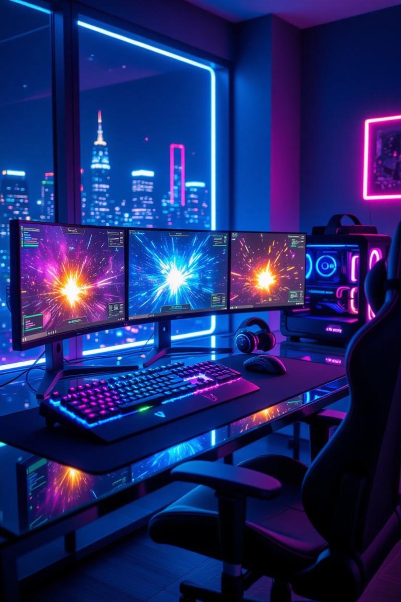Just tried Grok to design my dream #GamingSetup neon lights, VR rig, the works! 😍 What’s ONE thing your ultimate gaming setup NEEDS? Drop it below, I’m stealing ideas! 🎮 #TechDreams #GrokIt