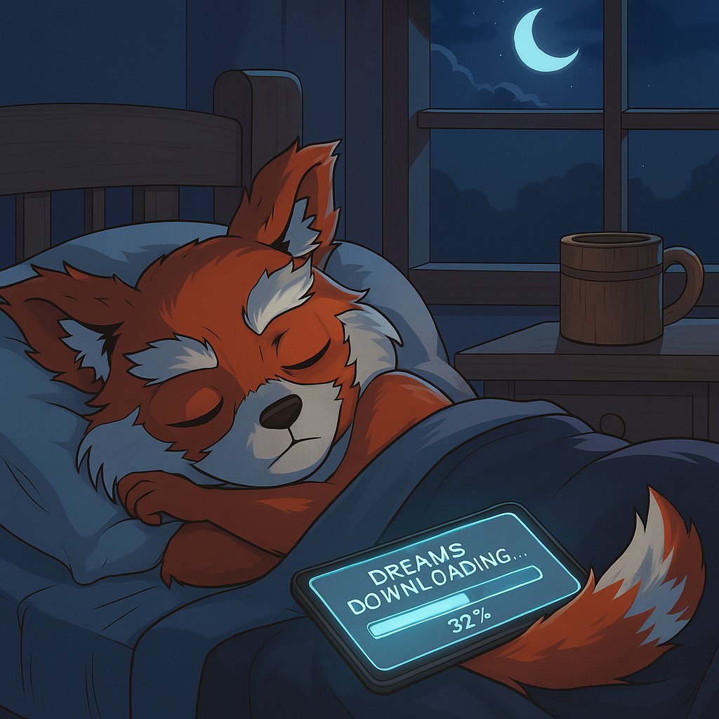 Foxy Clan (@foxyclannft) on Twitter photo Foxy’s not chasing dreams tonight,  he’s downloading them. Slowly.
#NFTCollection Foxy’s not chasing dreams tonight,  he’s downloading them. Slowly.
#NFTCollection