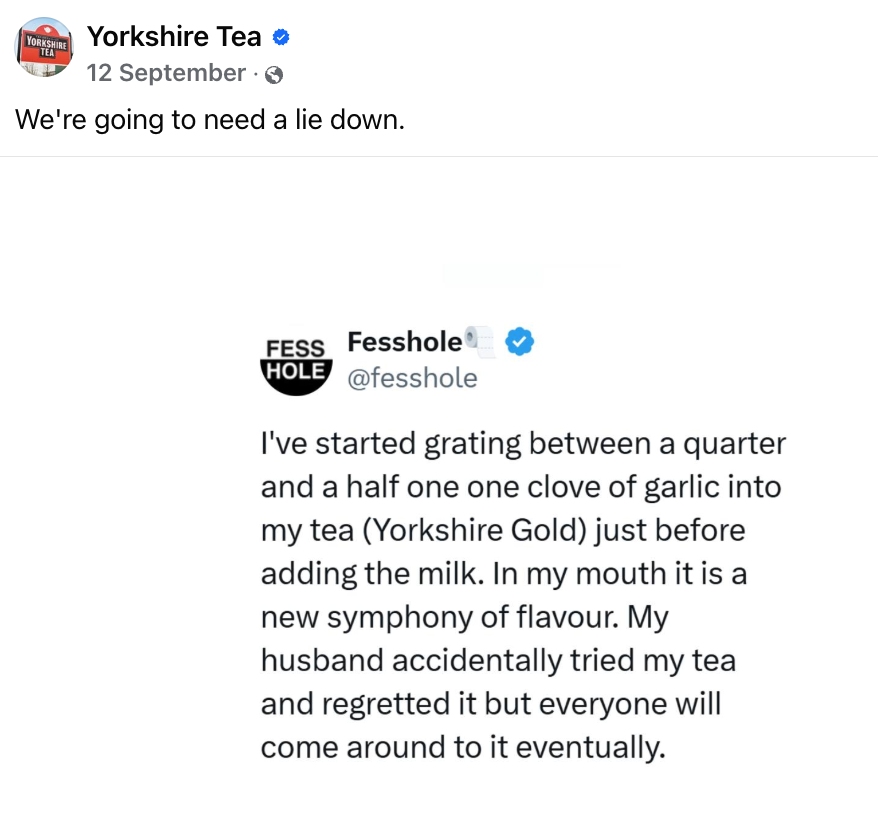 fesshole's tweet photo. A heart warming story in three parts. Thanks @YorkshireTea https://t.co/DUeehKsq3m
