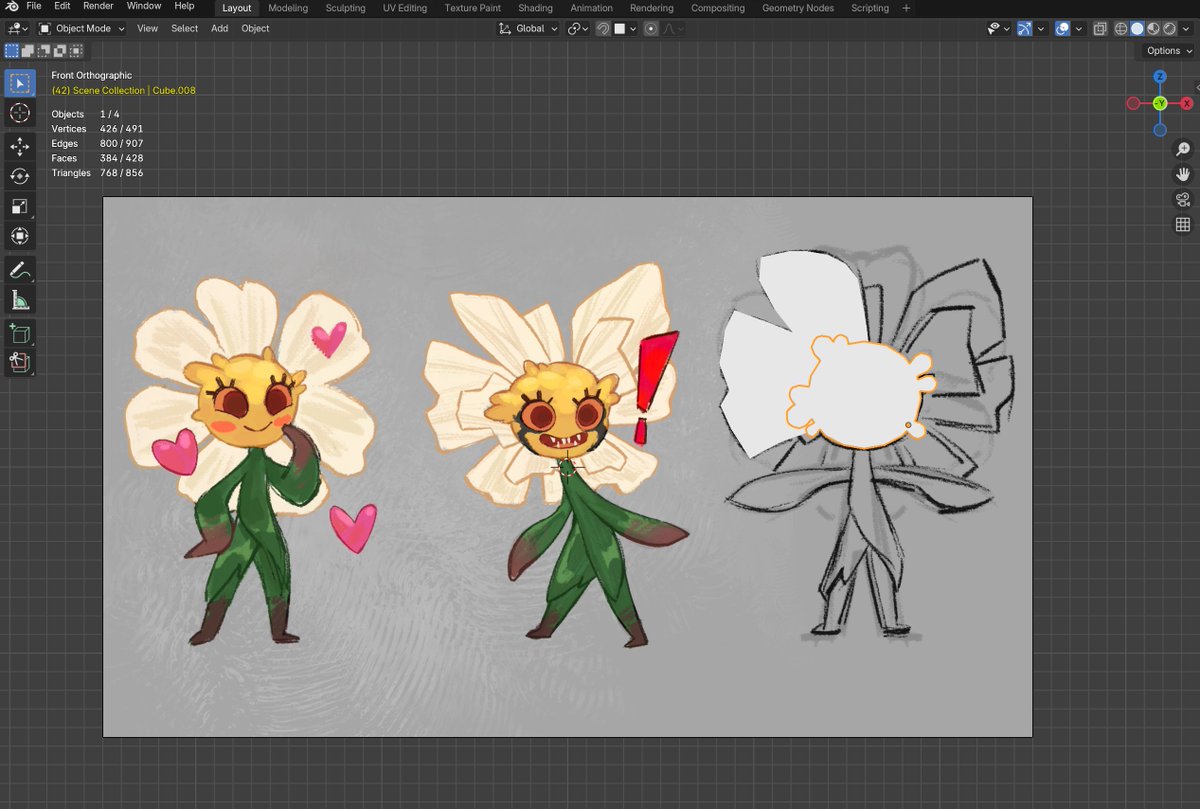 erce_subasi's tweet image. I started modeling my weird flower boy see you when this is finished (◡‿◡✿)