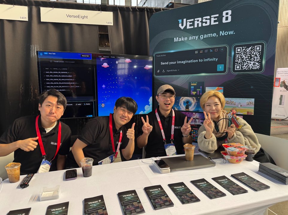 Verse_Eight's tweet image. We just wrapped up an amazing 3 days at KOOM Festival 2025 in NYC🇺🇸
From October 16 to 18, our team had the chance to share what Verse8 is all about: turning simple prompts into fully playable games. We hosted a presentation about the platform, ran live demos, and connected with…