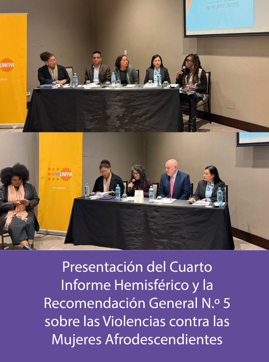 En el marco de la visita a Perú 🇵🇪, se realizó la presentación del Cuarto Informe Hemisférico y la Recomendación General N.º 5 sobre las violencias contra las mujeres afrodescendientes, en un evento coorganizado con @unfpaperu y @unfpa_lacro
🧵⤵️