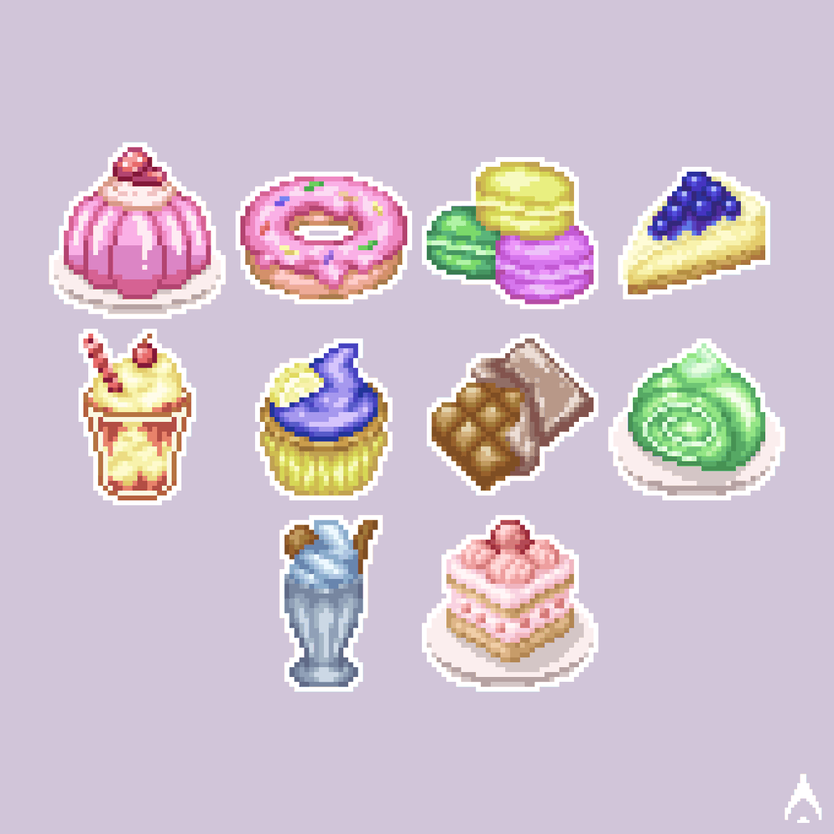 Desserts Sticker Pack, #pixelart I made a while back