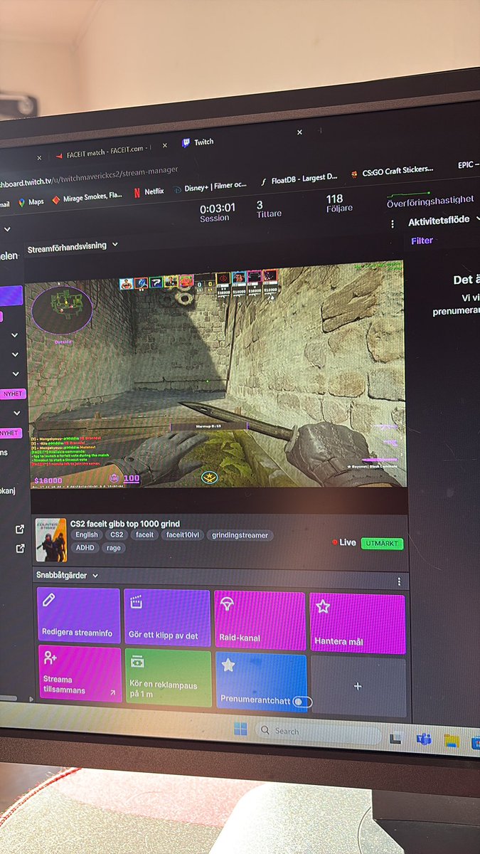 Hoppa gärna in i streamen! Faceit top 1000 grind har börjat