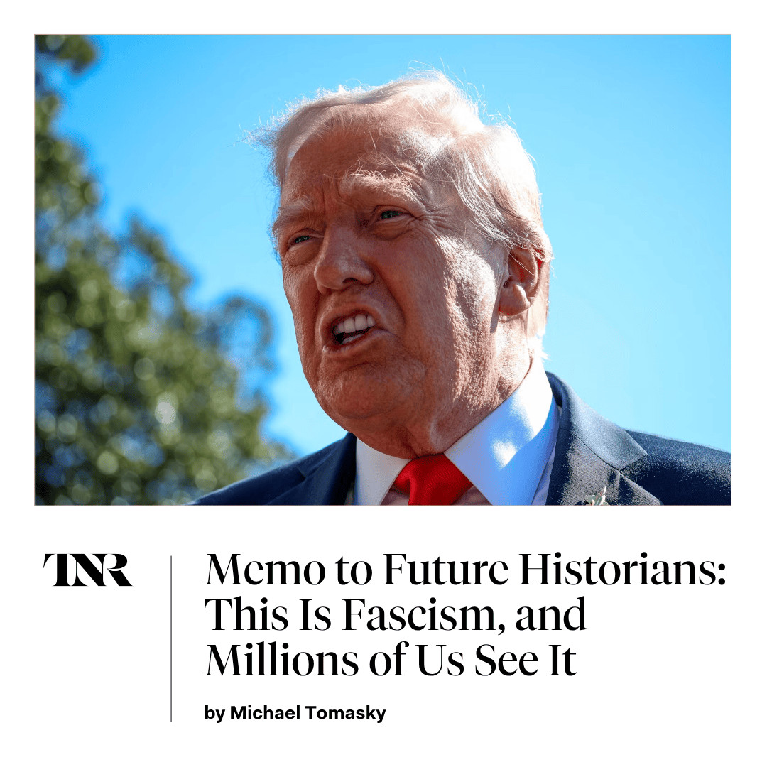"Historians sometimes say that when societies are descending into fascism, it can be hard for the people to notice it in real time. Well, historians of the future, I’m here to tell you: Millions of us are noticing. And we are horrified and enraged."
trib.al/0islLh9