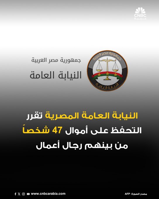النيابة العامة في مصر تصدر أوامر بمنع التصرف في الأموال الخاصة ب 47 شخصاً من بينهم رجل الأعمال محمود لاشين، وذلك في إطار التحقيقات المتعلقة بقضايا مالية. يشمل القرار منع التصرف في الأموال الشخصية سواء كانت نقدية أو منقولة أو سائلة، بما في ذلك وتشمل الأسهم والسندات والصكوك والخزائن والودائع والمحافظ الإلكترونية بالبنوك والشركات، مع استثناء أرصدة الشركات التي يساهمون فيها. كما يمتد المنع إلى جميع التصرفات القانونية كالبيع أو الرهن أو التنازل أو ترتيب الحقوق الشخصية والعينية على تلك الأموال. كانت البورصة المصرية قد تلقت إخطاراً رسمياً من الهيئة العامة للرقابة المالية بتاريخ 13 أكتوبر الماضي، مرفقًا بكتاب من رئيس إدارة الأموال المتحفظ عليها، يفيد بصدور الأمر القضائي 