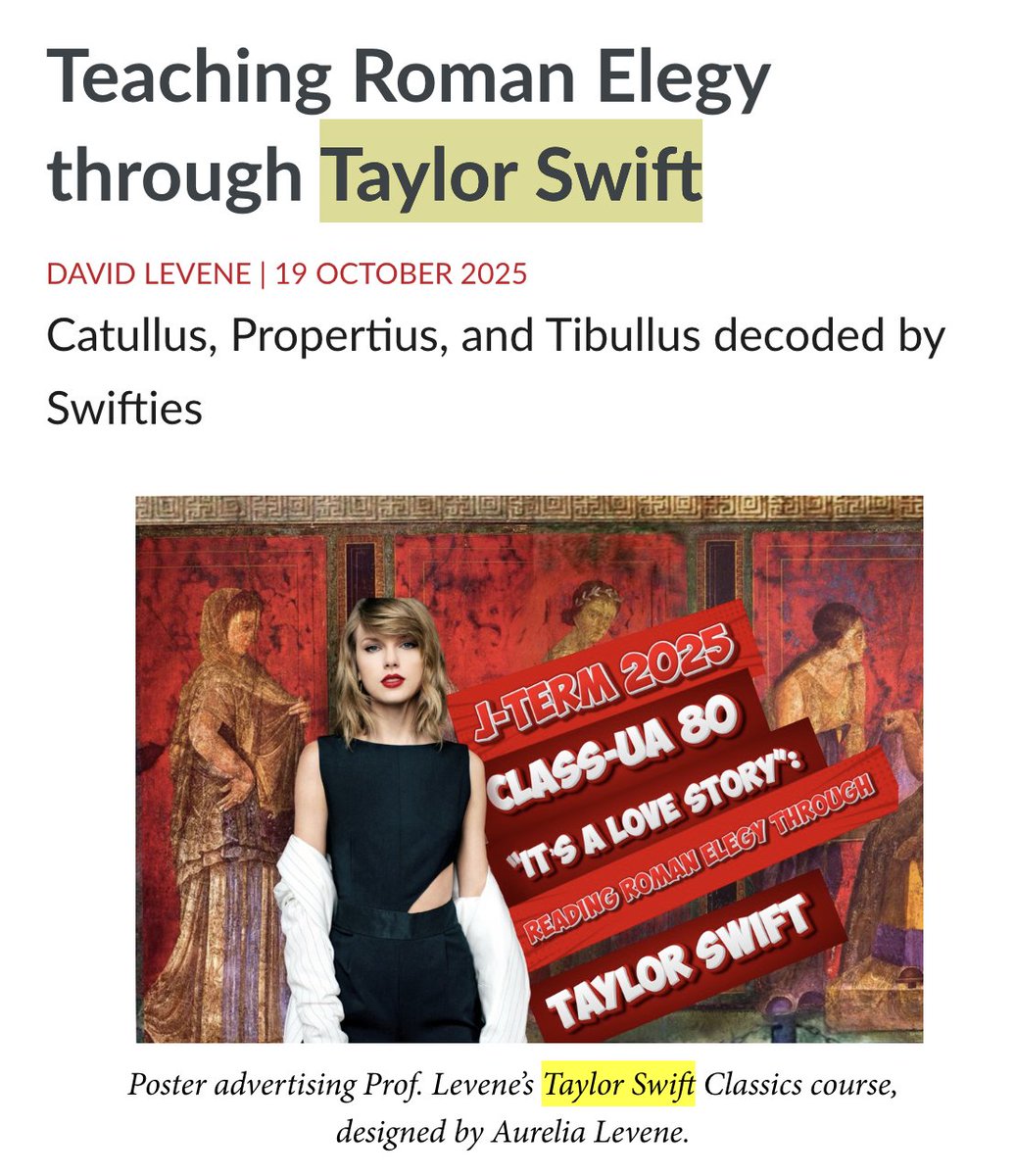 Imagine paying $40,000 for a semester at NYU, enrolling in a Roman literature course, and ending up having to “study” Taylor Swift songs.

This kind of childish whims of professors experimenting at the expense of their students' education should cost them their teaching