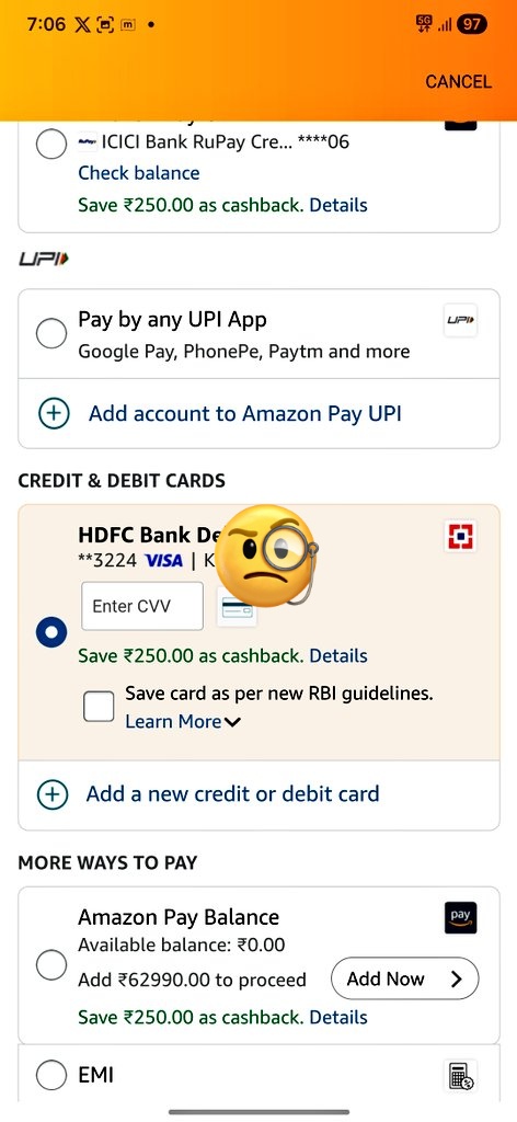 KetanPatkar's tweet photo. @amazonIN I am trying to purchase a laptop and your app is not allowing the discount to be applied during checkout. The discount is shown on the product page but not applicable on the checkout page. https://t.co/eeQu3Mh3VA