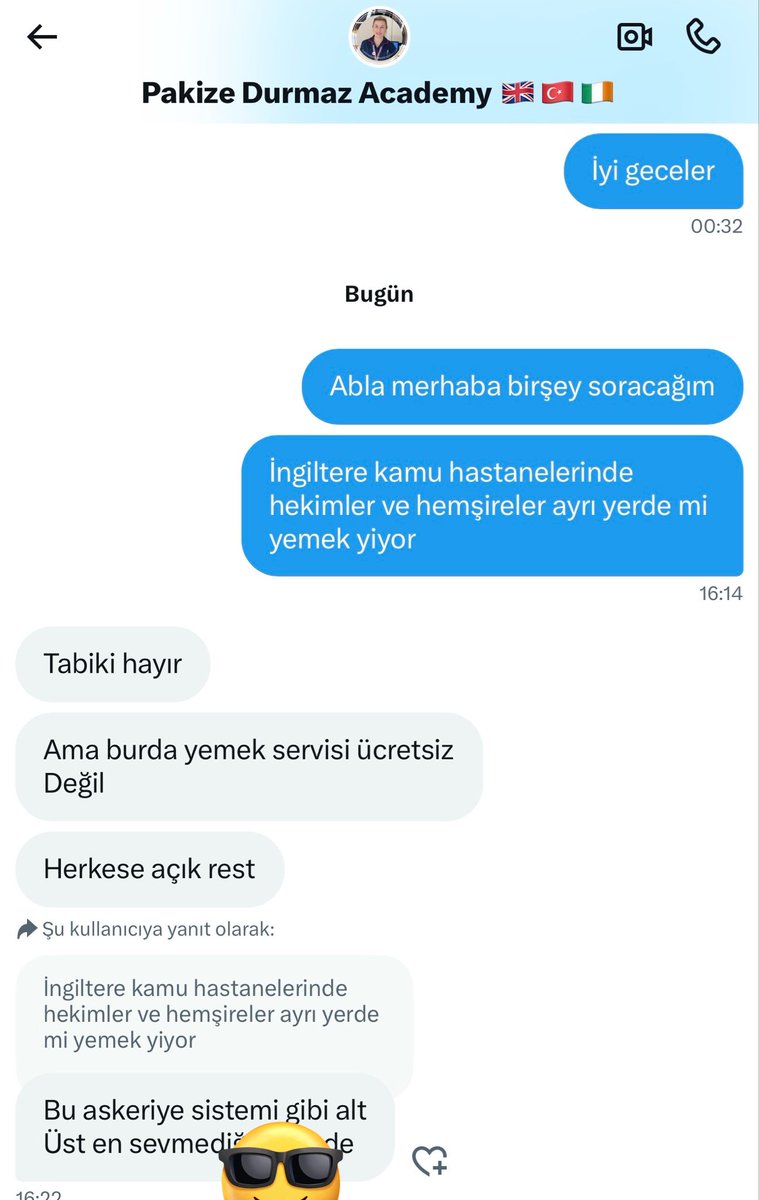 İngiltere de dahil, dünyanın hiçbir gelişmiş ülkesinde ,hatta kabile devletlerinde bile hekimlerle hemşirelerin ayrı ayrı yemek yediği bir uygulama yok.

10 yıldan fazladır İngiltere’de çalışan hemşire meslektaşım da bu durumu açıkça teyit etti.
Peki siz, hangi kaynağa dayanarak