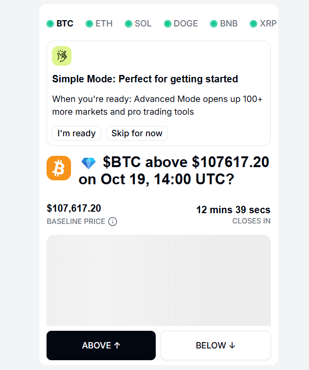 I started to use <a href="/trylimitless/">Limitless</a> 

It's somewhat similar product to <a href="/Polymarket/">Polymarket</a>  and it is on <a href="/base/">Base</a> 

However, when using it make sure to do some Technical analysis and put an amount that you can afford to lose 

I would suggest you to use Exponential  Moving Averages 8, 21 with 1m