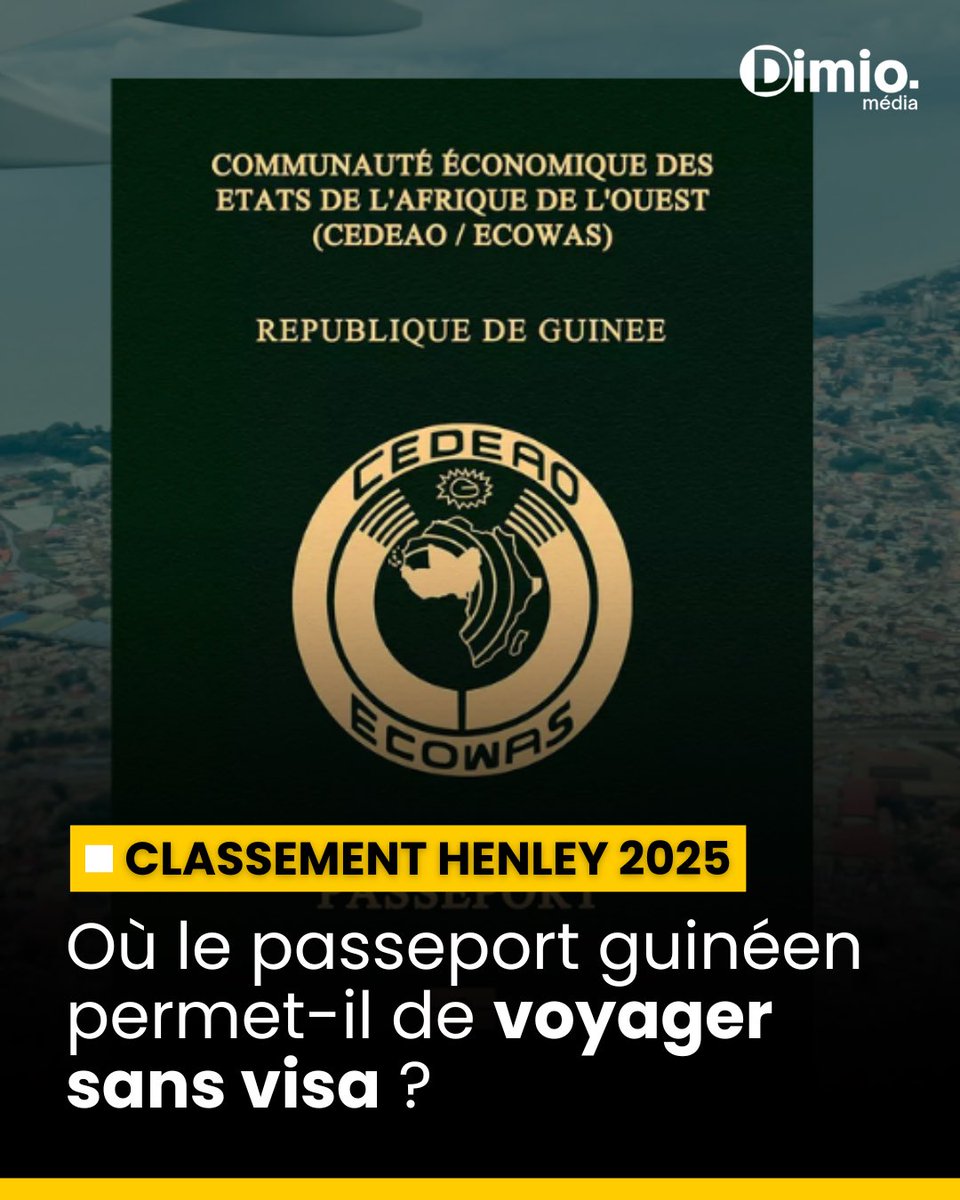 🇬🇳 Classement Henley 2025 : où le passeport guinéen permet-il de voyager sans visa ?

🔗 Les détails à lire ici : dimiomedia.org/news/classemen…
#Guinée #passeport #HenleyPassportIndex2025