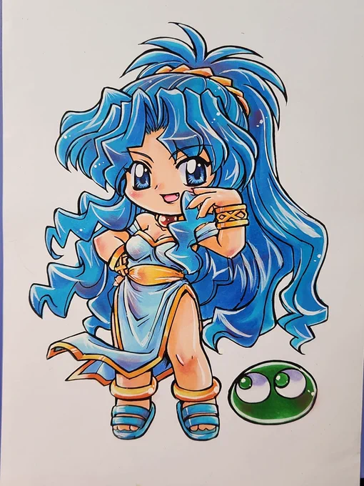 ぷよぷよ～ルルー様 同人ラミ&amp;加工前 コピック塗りアナログ原画 リサイクル #ぷよぷよ #魔導物語