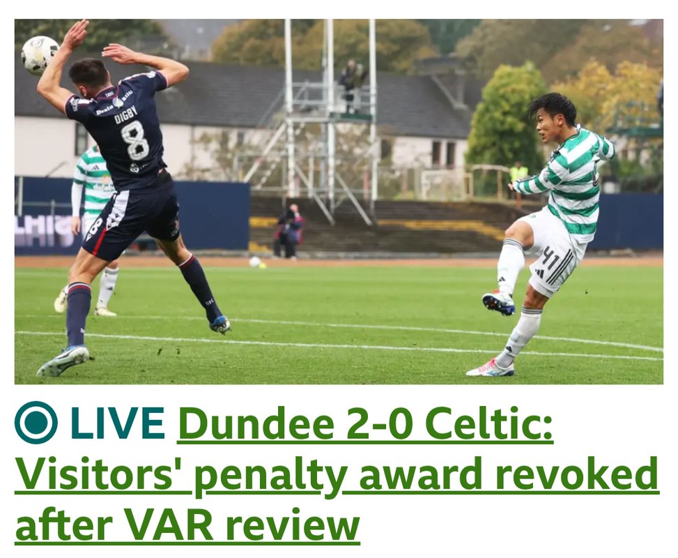 This sums up the <a href="/BBCSportScot/">BBC Sport Scotland</a>. This image would make it appear the <a href="/CelticFC/">Celtic Football Club</a> were denied a stonewall handball penalty. However Sky camera footage CLEARLY showed the ball struck the face of the Dundee player.

It's all done to set a 'false' narrative that Celtic were robbed.