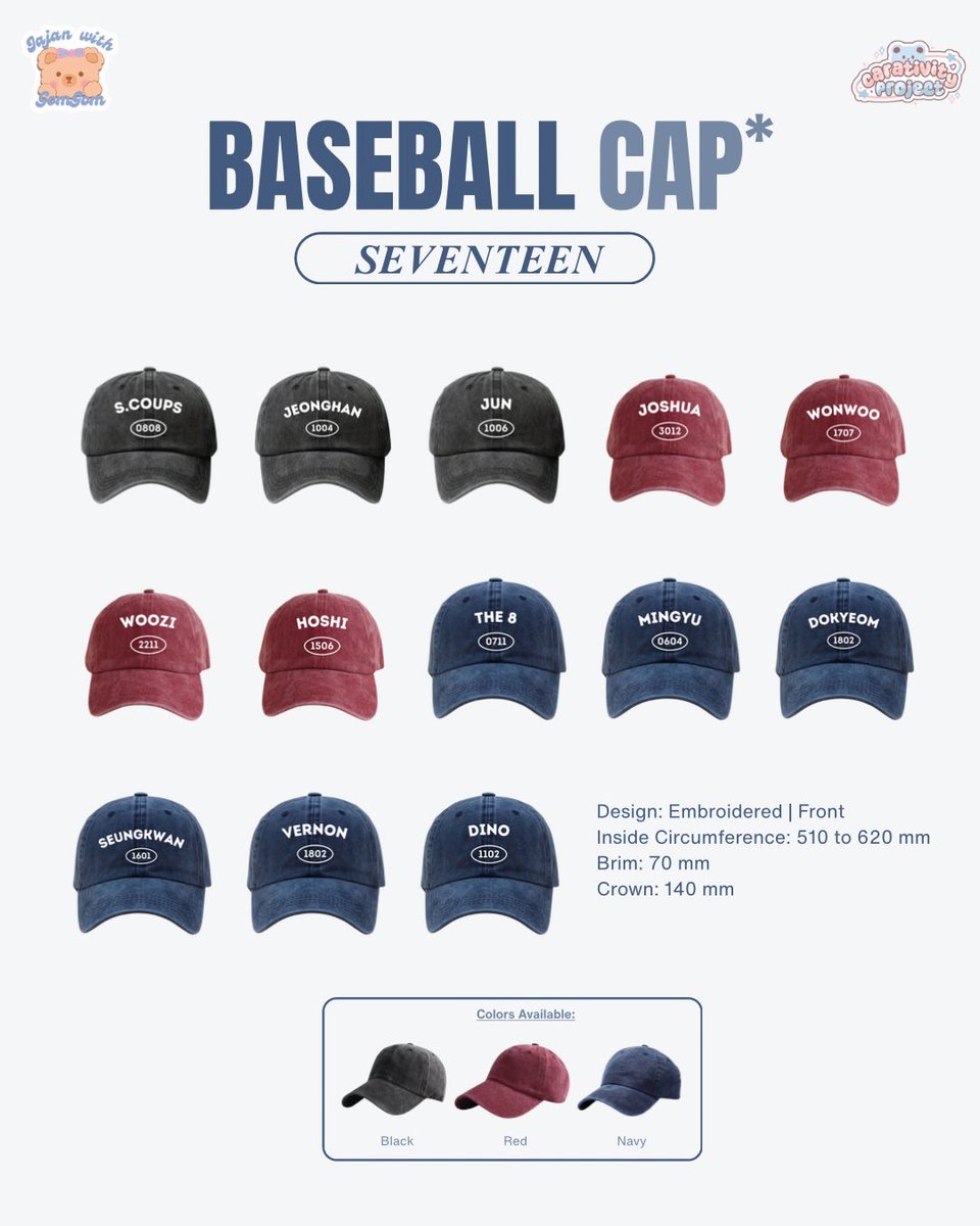 carativity's tweet image. [Rt &amp;amp; Likes are very appreciated❤️]

🧢 Open PO Seventeen Baseball Cap 🧢

📅 PO : 15 - 25 October 2025 
🔗 Form PO : bit.ly/SeventeenBaseb…
💵 80K / DP 60K
⭐️ Details &amp;amp; TnC are already in the form 

🇮🇩 Jakarta, INA
🌎 WW GO, dm me!