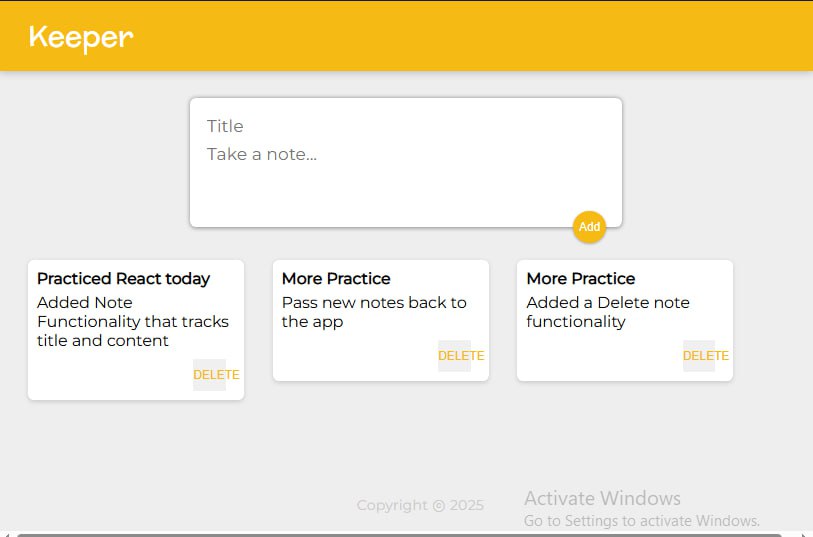 Dev_JesseMaduka's tweet image. Day 37 of #100DaysOfCode ⚛️🚀
Put everything I’ve learned into one challenge:
✅ Add & delete notes dynamically in React
✅ Used props, callbacks & the filter() method
Got stuck on the delete logic but finally got it working 🔥
#React #WebDev #Frontend