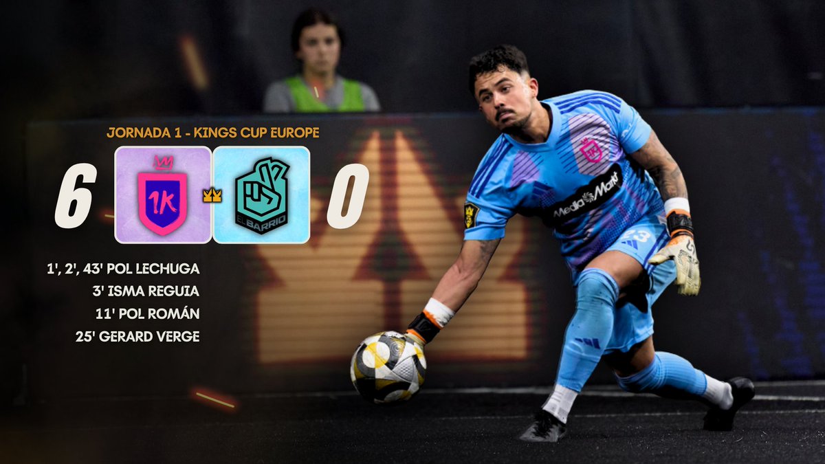 Ojito con 1K. 😳

Lo que juegan Isma y Verge + Hat-Trick de Pol Lechuga. En general muy muy buen equipo. Menudo ritmo en el escalado. 

Algunos jugadores de El Barrio me han gustado individualmente pero 0 orden colectivo. 

⭐️ 𝐌𝐕𝐏: Pol Lechuga | #KingsLeague