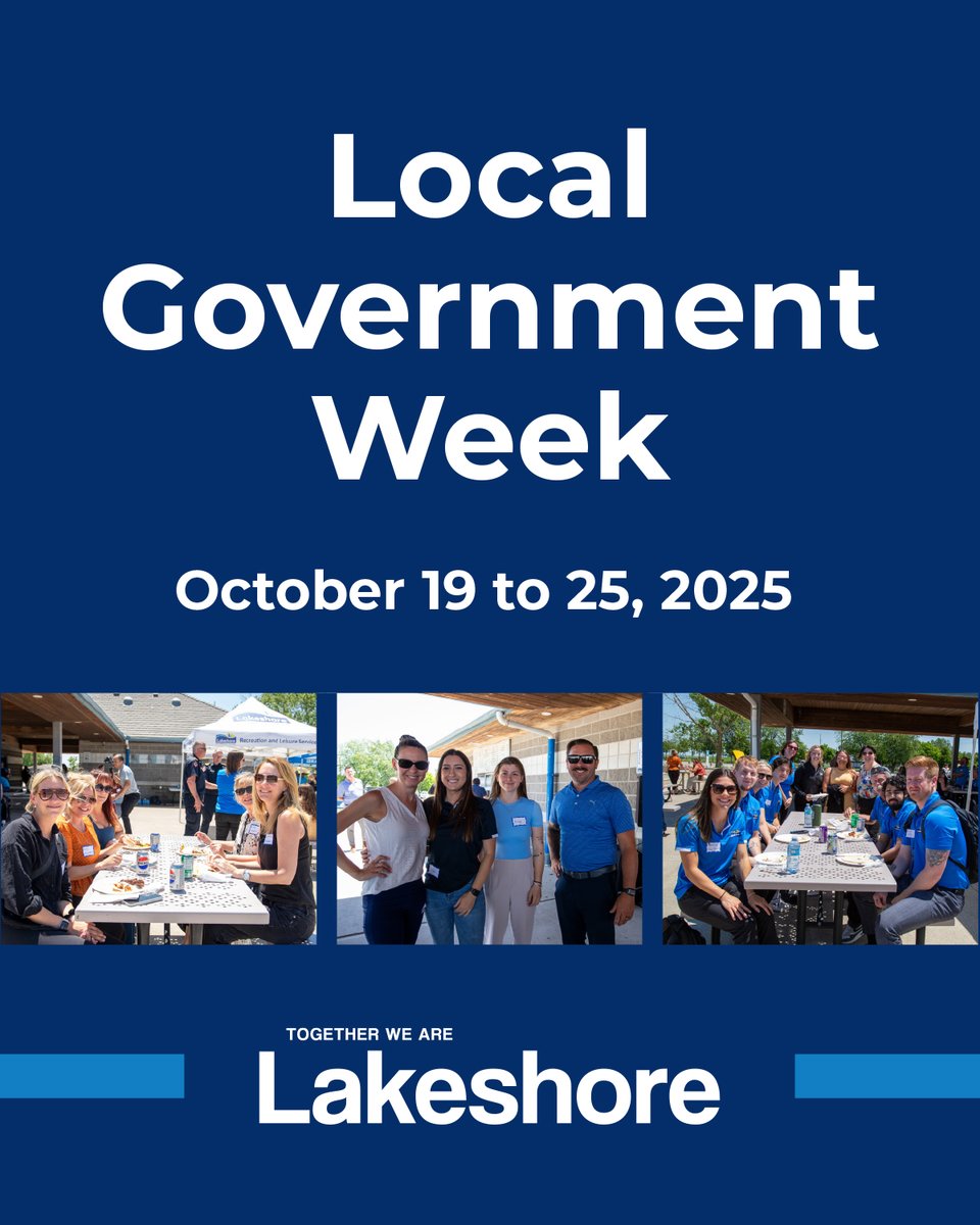The Municipality of Lakeshore joins communities across the Province of Ontario to celebrate Local Government Week (#LocalGovWeek), which runs from October 19 to 25.  🌊🎉