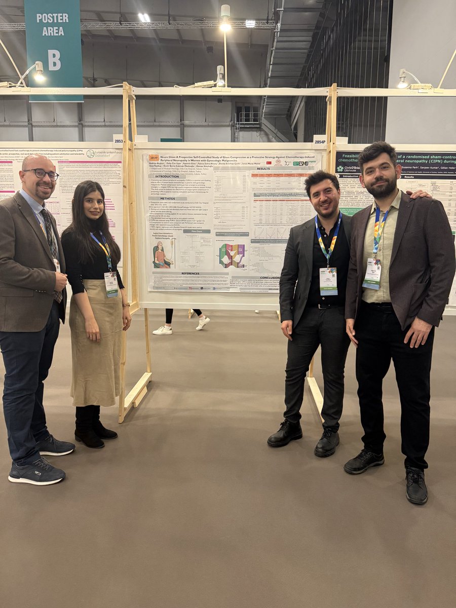 🎯 Honored to present two posters at #ESMO25 Berlin! 🇩🇪
🧤 2854P – Neuro Glove: A prospective self-controlled study investigating glove compression as a protective strategy against chemotherapy-induced peripheral neuropathy in women with gynecologic malignancies.

🫁 2865P – LRF