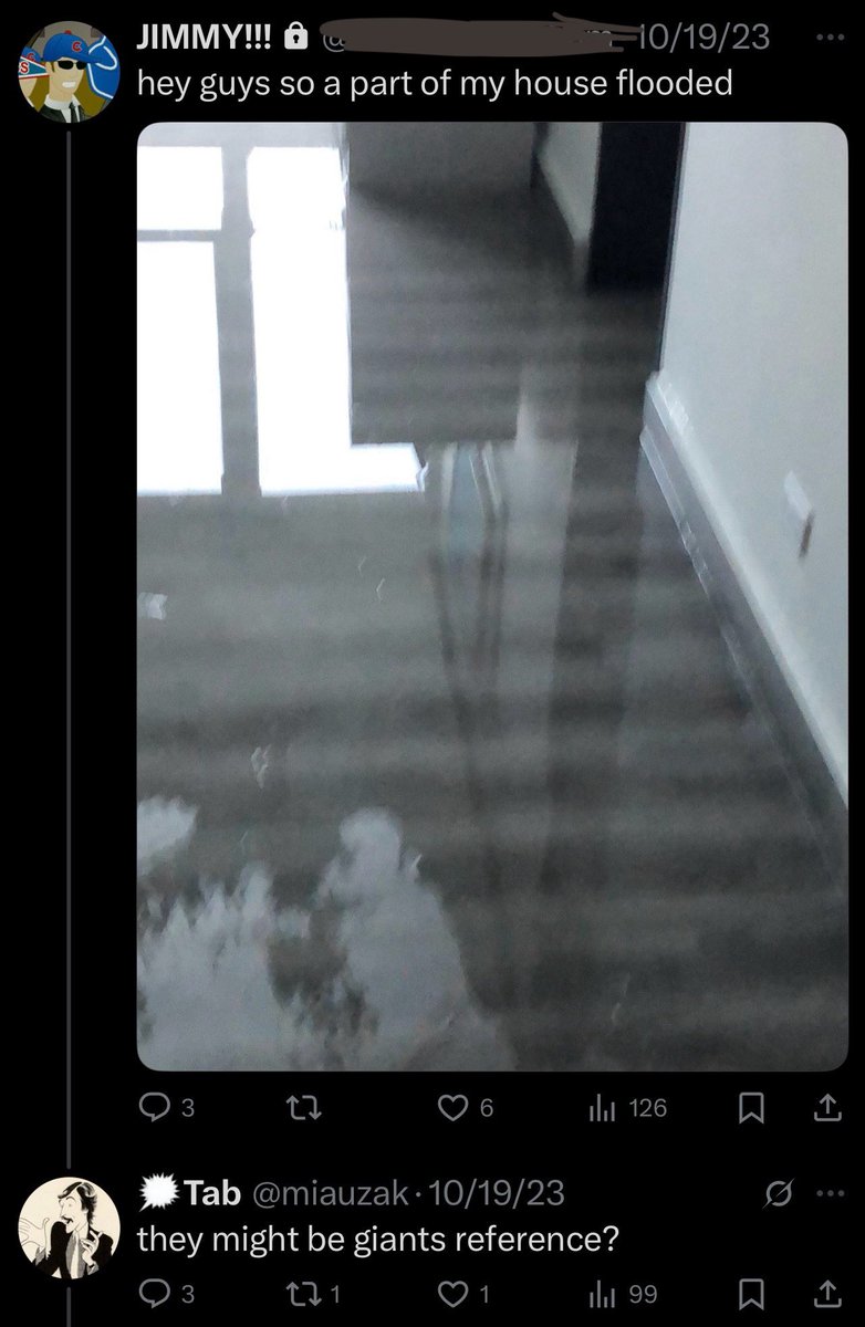 happy anniversary to the time my parents’ room flooded and oomf said this