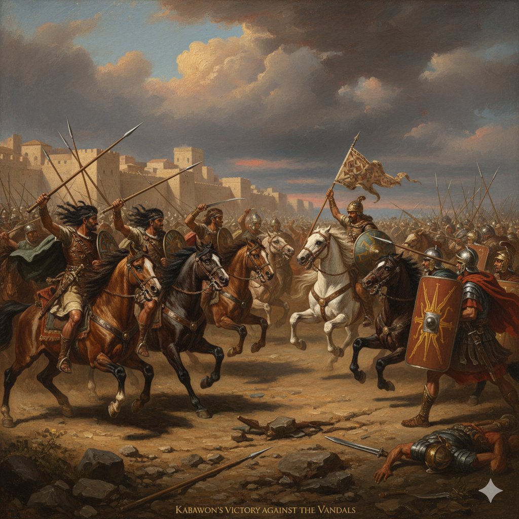 ✹#كونفيدرالية_لواتة_الأمازيغية_ضد_الوندال_الجرمن!

✹ومن المعارك المنسية في التاريخ ضد الوندال ، حينما شكل البربر إتحادية مهمة بقيادة #لواتة و هزموا فيها الوندال الجرمان شر هزيمة بتكتيك حربي مختلف رغم تسلح الوندال بشكل افضل من الامازيغ .