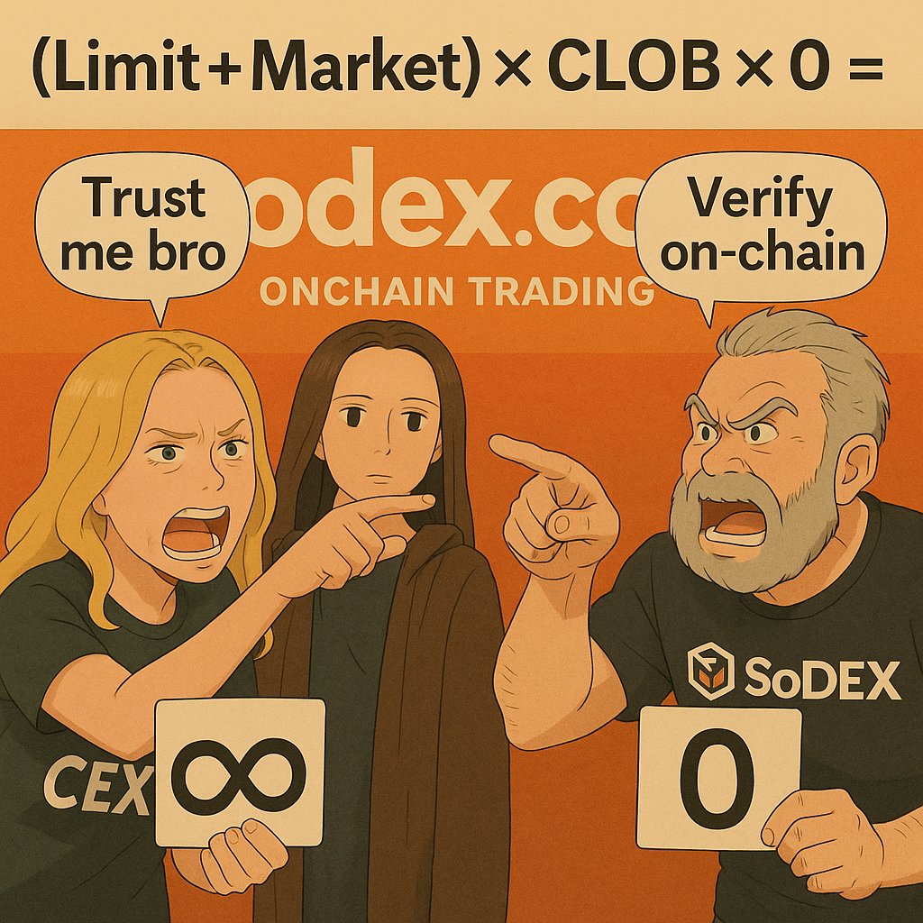 sodex_official's tweet image. ∞ looks good on paper.
0 is what happens when you actually verify it.

Trust is nice. On-chain proof is better.

Which side are you on? 👇
♾️ or 0

🎁 We’ll randomly select 5 people from the correct answers to receive 5 $SOSO &amp;amp; Invite Code.
#SoDEX #OnchainTrading #Transparency…
