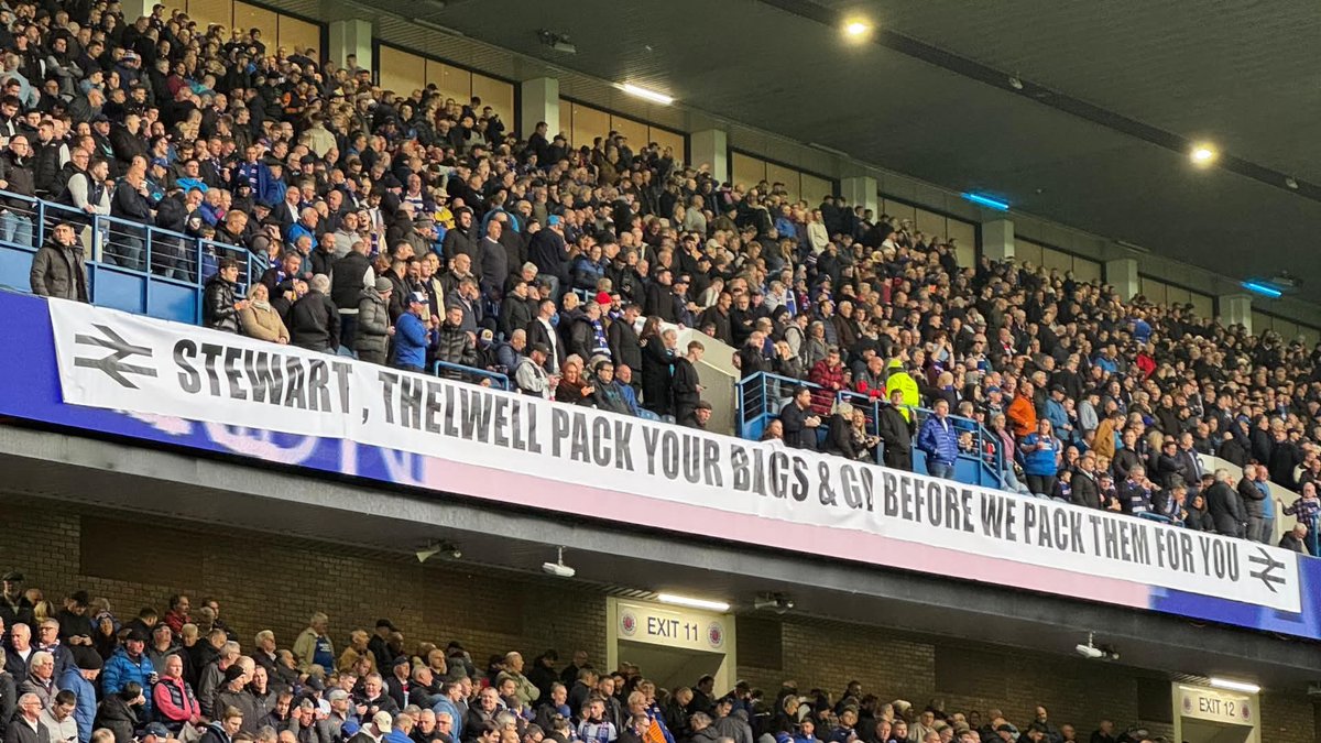 Patrick Stewart and Kevin Thelwell will certainly be in no doubt now that they are unwelcome at Ibrox Stadium.
Those two scumbags have brought irreparable damage to #RangersFC The sooner the Yanks remove them the quicker this circus at Ibrox ends.

A pair of c_nts 👊🏼👊🏼👊🏼