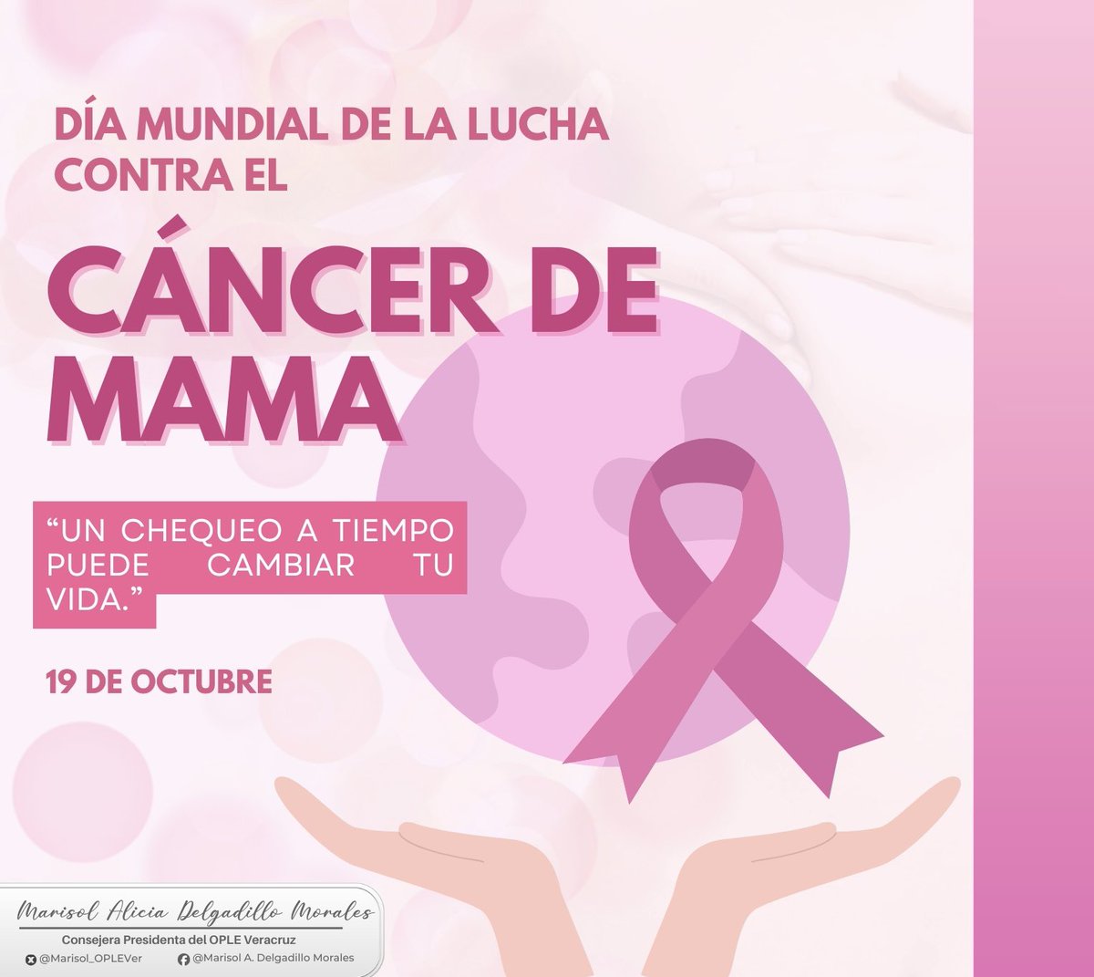 El 19 de octubre conmemoramos el Día Mundial de la Lucha Contra el Cáncer de Mama, establecido por la OMS en 1988 para crear conciencia sobre la importancia de la detección temprana y el tratamiento oportuno. 🩷👩🏻