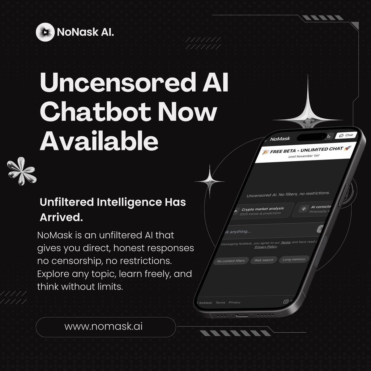 nomaskai's tweet photo. Introducing https://t.co/O5HoGgBw8h — where intelligence speaks without filters.
Uncensored. Honest. Limitless.
#ai #nomaskai #viralvideo #Trending #x #Twitter #TrendingNow https://t.co/xNjUJyuFGR