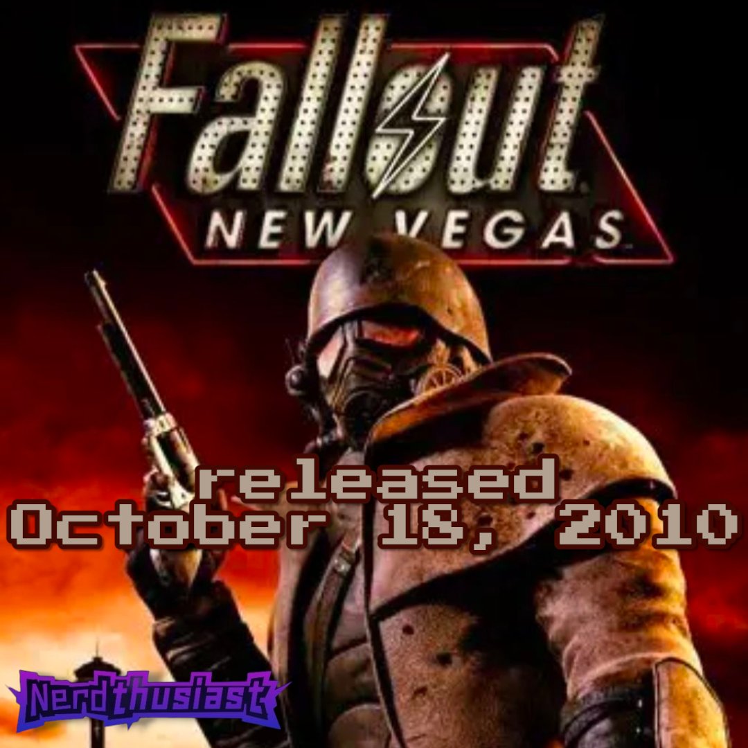 nerdthusiast's tweet image. Game Play Sunday
Fallout New Vegas was released 15 years ago today on October 18, 2010
#gameplaysunday #nerdthusiast #fallout #falloutnewvegas #bethesda