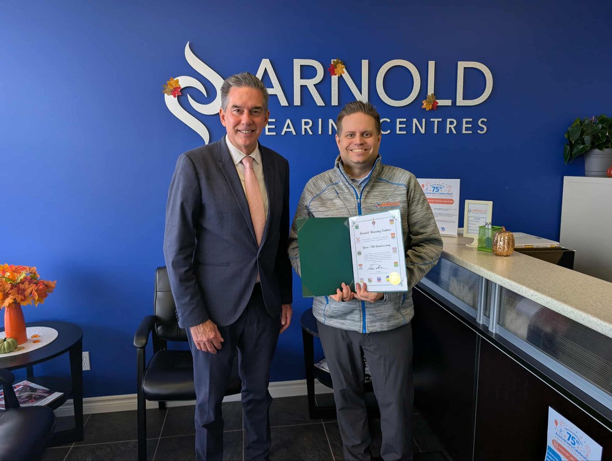 Any business that reaches a 75-year milestone is clearly doing something right, and Arnold Hearing Centres in Kitchener is no exception.
 
I was proud to recognize this incredible anniversary and the meaningful work they continue to do to support people in our community. Their