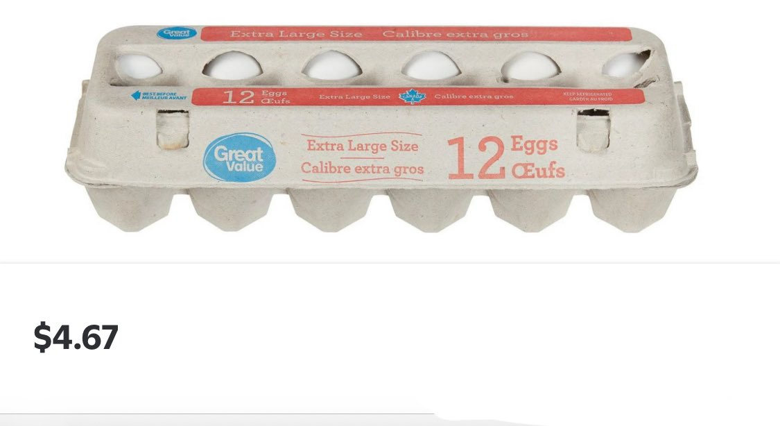 BREAKING: price of eggs has collapsed in the 🇺🇸

Under Trump Eggs = $1.15/dozen 🥚
Under Carney Eggs = $4.67/dozen 

THREE TIMES MORE EXPENSIVE in Canada.
But hey… ELBOWS UP 🇨🇦
We’re saving the planet one omelette at a time 🤡