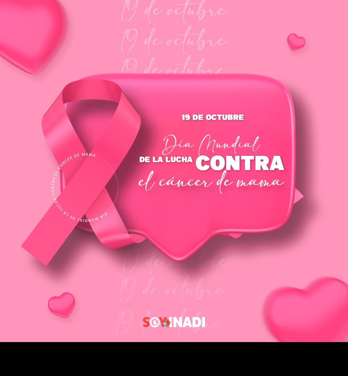19 de Octubre, día Mundial de lucha contra el cáncer de mama. 

El cáncer de mama es el tipo de cáncer más frecuente y la causa más común de muerte por cáncer en mujeres a nivel mundial.