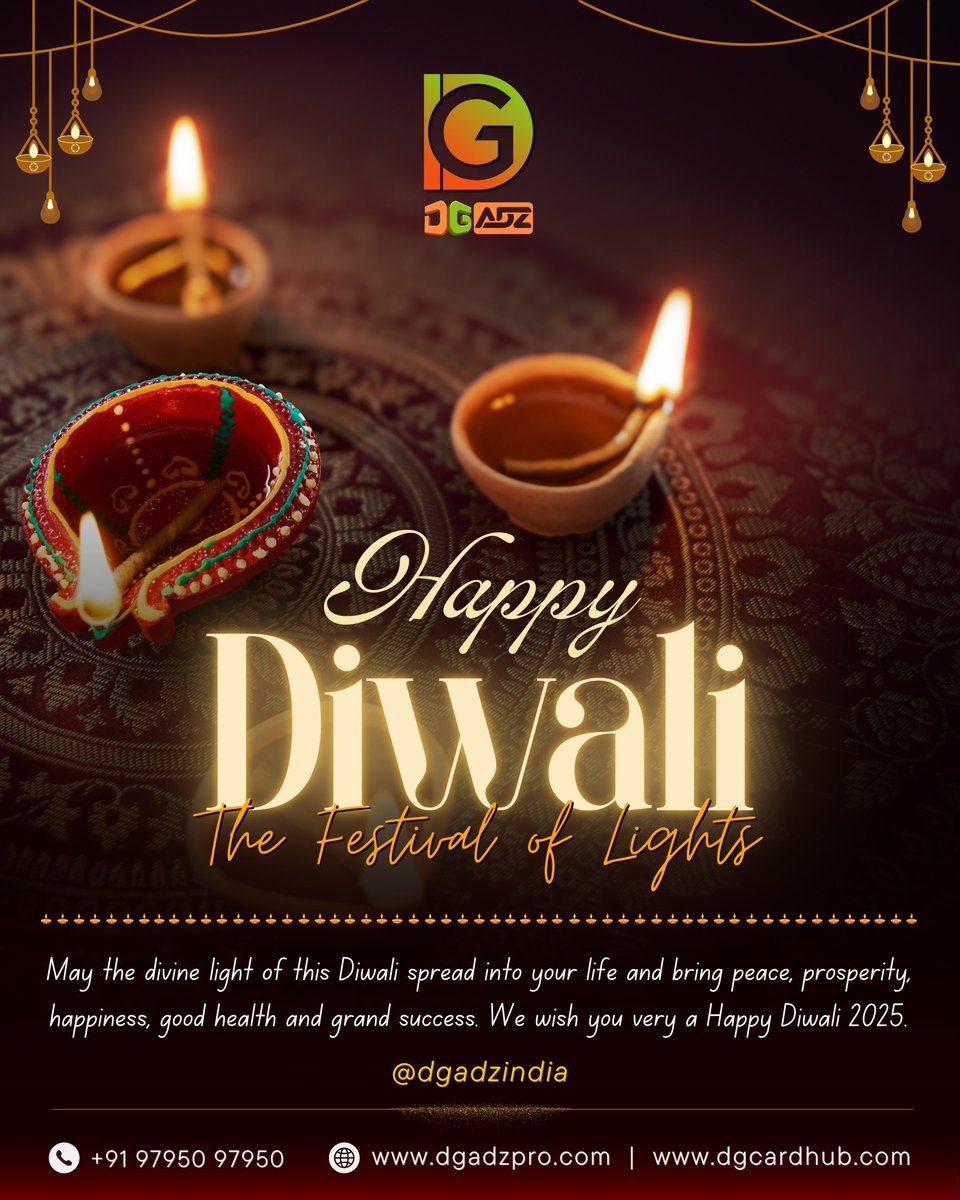 dg_adz1's tweet photo. ✨ Let’s Light Up Success This Diwali! ✨
As the festival of lights brightens our homes and hearts, let’s also illuminate the digital world with creativity, strategy, and innovation. 💡
💬 May the divine light of Diwali bring you peace, prosperity, and grand success🌟 https://t.co/x1xM0hOolC