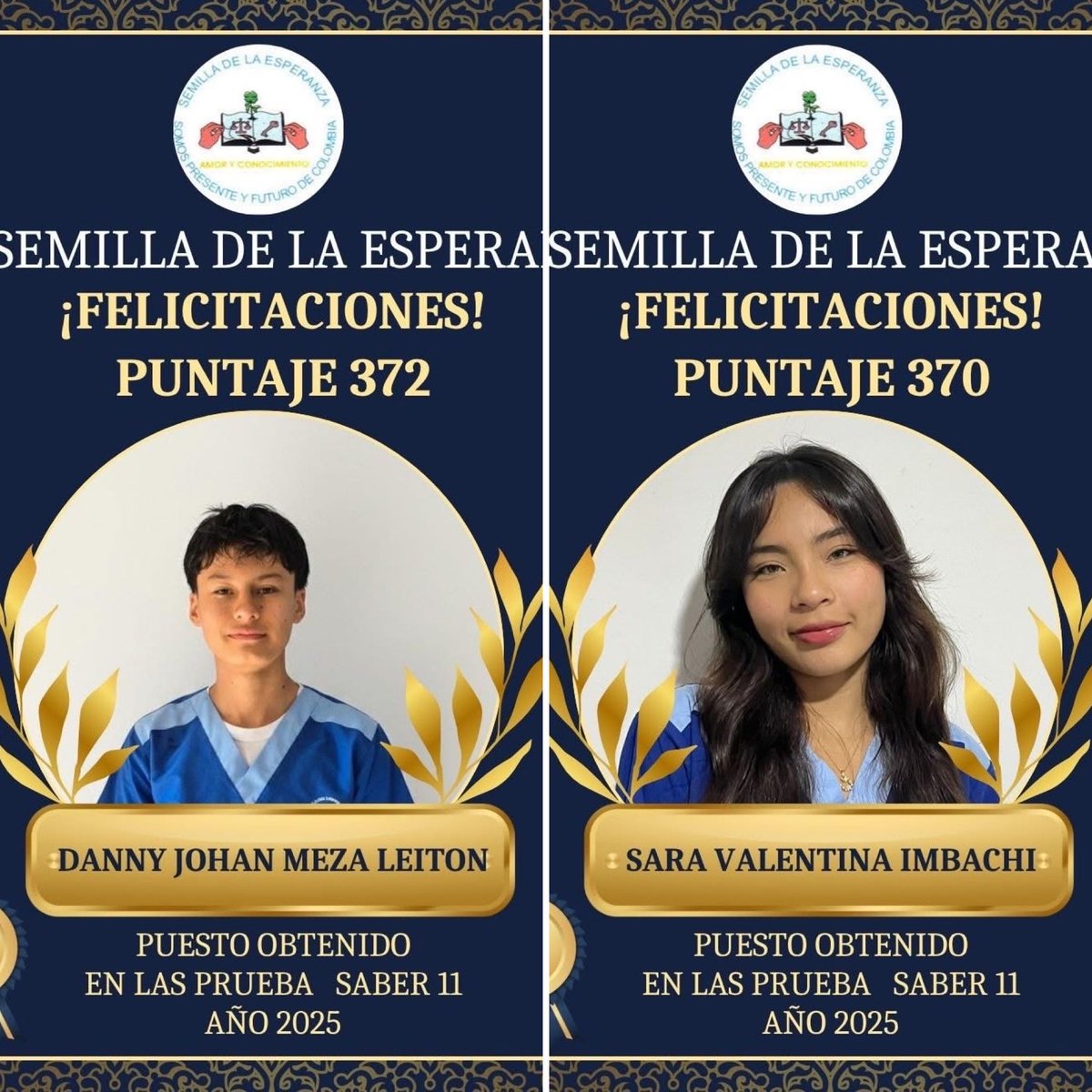 IeSemilla's tweet photo. Nuestros mejores puntajes ICFES  2.025, Semilla de la Esperanza siempre entre los mejores. https://t.co/yQIN7ysqDo