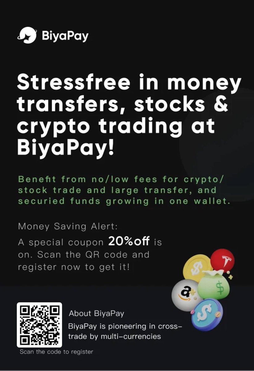 CryptoesOur's tweet image. The crypto market never sleeps, but we have to.  With BiyaPay, you're ready to trade #BTC/ETH 24/7 and jump into US/HK stocks as soon as the opening bell rings.
biyapay.com/re/58234625
Have a good dream ~
#BiyaPay  #Bitcoin #Ethereum #StocksToBuy
