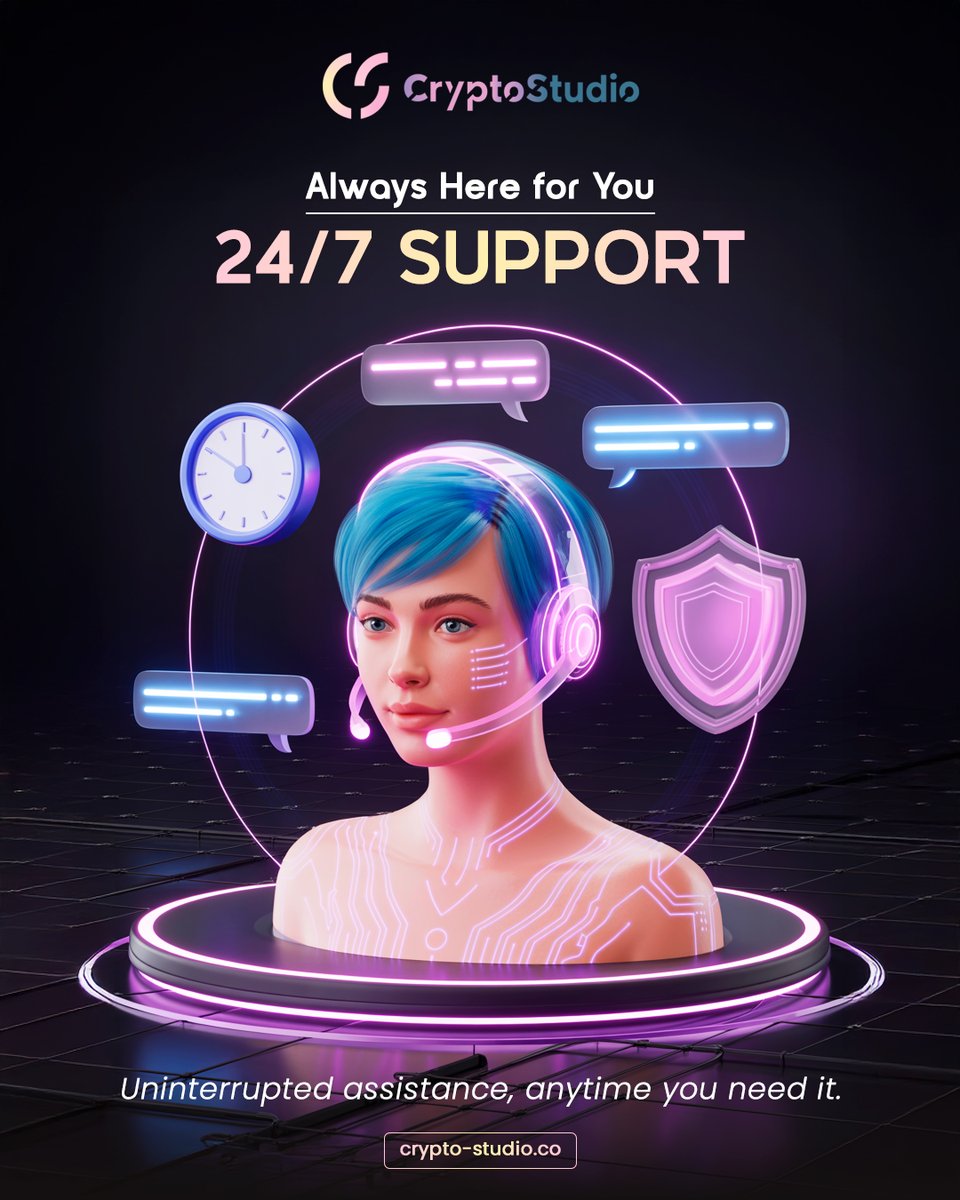 CryptoStudio_C3's tweet photo. Crypto never sleeps — and neither do we.

Get 24/7 support from CryptoStudio for uninterrupted assistance, anytime you need it.
Because in trading, every second counts.
🔗 https://t.co/IcYZhvxuFU

#CryptoStudio #CryptoSupport #Blockchain #CryptoTrading #Fintech #CustomerCare https://t.co/KZjfeYlrUs