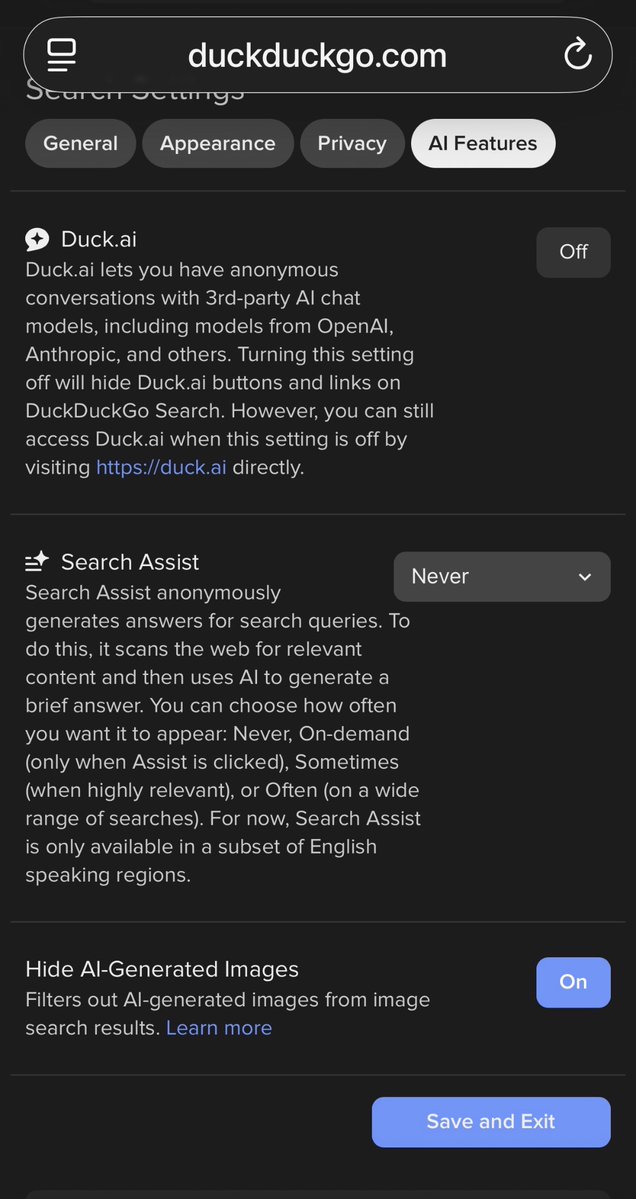 effthealgorithm's tweet image. Every search engine and social media platform should provide easily accessible ways for users to decline AI assistants, answers, and images like @DuckDuckGo does. That’s the difference between providing AI as a useful tool and forcing people to adopt it so you can train on their…