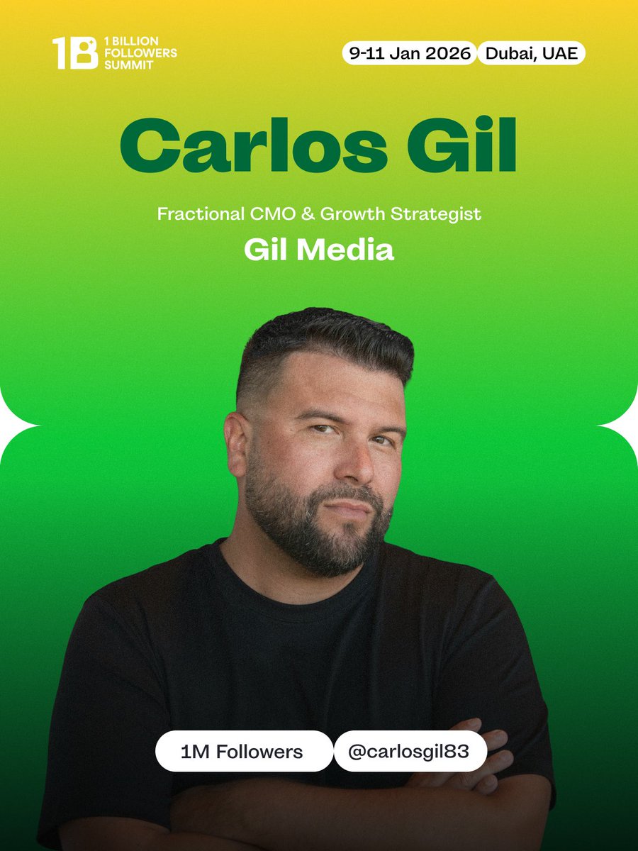 1 Billion Followers Summit (@1billionsummit) on Twitter photo <a href="/carlosgil83/">Carlos Gil</a>, global marketing leader and bestselling author of The End of Marketing, is joining the #1billionsummit 🌐💡
Helping brands and creators turn content into cash through audience ownership, AI, and innovative strategies.
🎟️ Don’t miss out, get your ticket now! <a href="/carlosgil83/">Carlos Gil</a>, global marketing leader and bestselling author of The End of Marketing, is joining the #1billionsummit 🌐💡
Helping brands and creators turn content into cash through audience ownership, AI, and innovative strategies.
🎟️ Don’t miss out, get your ticket now!