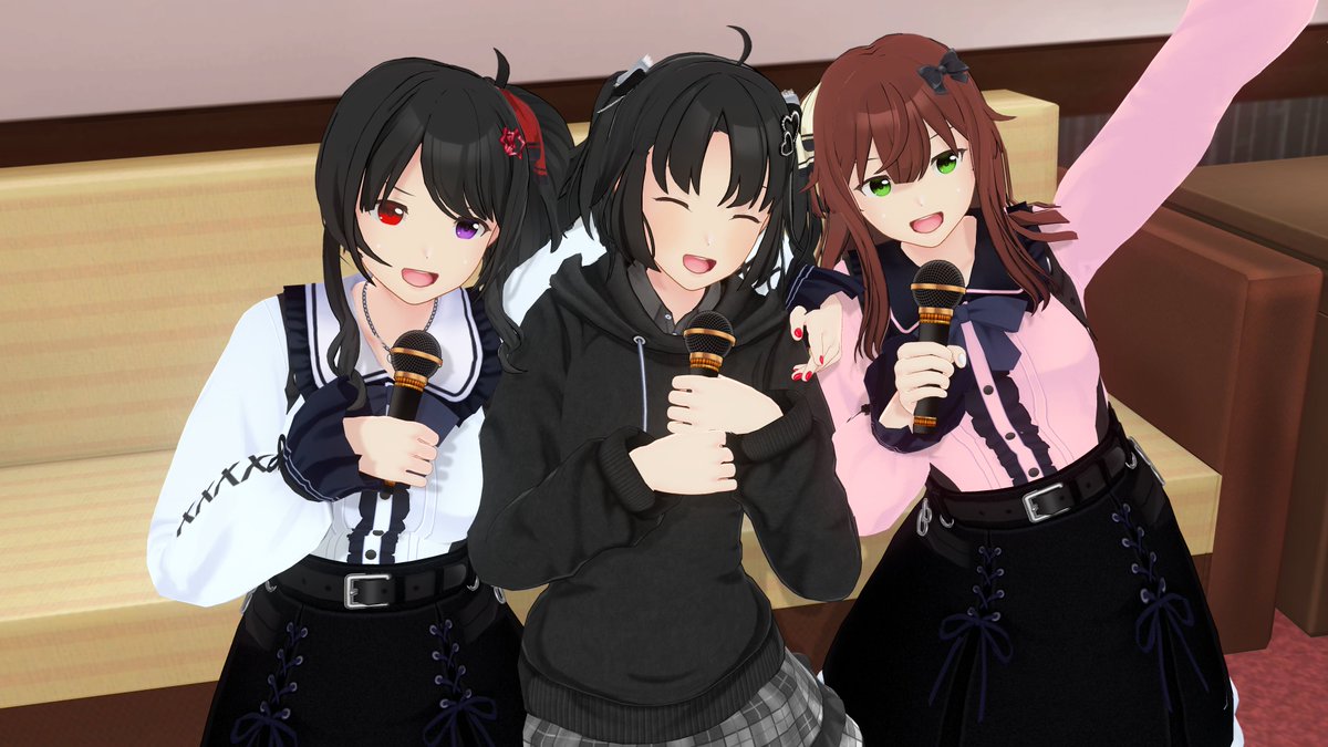 setsu_nah's tweet photo. お題｢カラオケ 3人」
#cm3d版深夜の真剣エディット60分一本勝負 
#COM3D2 https://t.co/jvo5UDVj5q