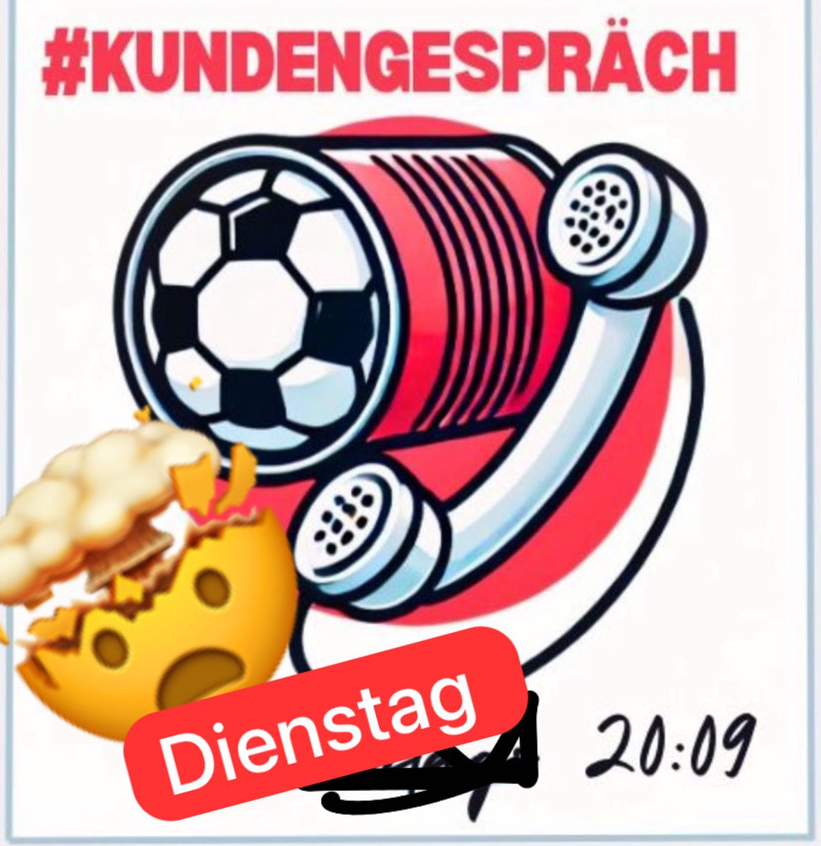 Hey ihr sexy Zweitplatzierten. Na? Werden euch auch lobotomierte HSV-Twitterkids in die Timeline gespült? Wieder Bock auf Erwachsene beim Fussballtalk? Dann müssen wir Euch enttäuschen! Aus persönlichen Gründen findet das #Kundengespräch erst am Dienstag statt. Erzählt es allen!
