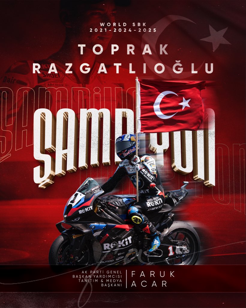 Rakibinin kendisini yarış dışı bırakmasına rağmen pes etmeyen millî motosikletçimiz Toprak Razgatlıoğlu, 2025 Dünya Superbike Şampiyonluğu’nu kariyerinde üçüncü kez kazanarak ülkemizi bir kez daha gururlandırdı.

Kendisini yürekten tebrik ediyor, başarılarının devamını diliyorum.