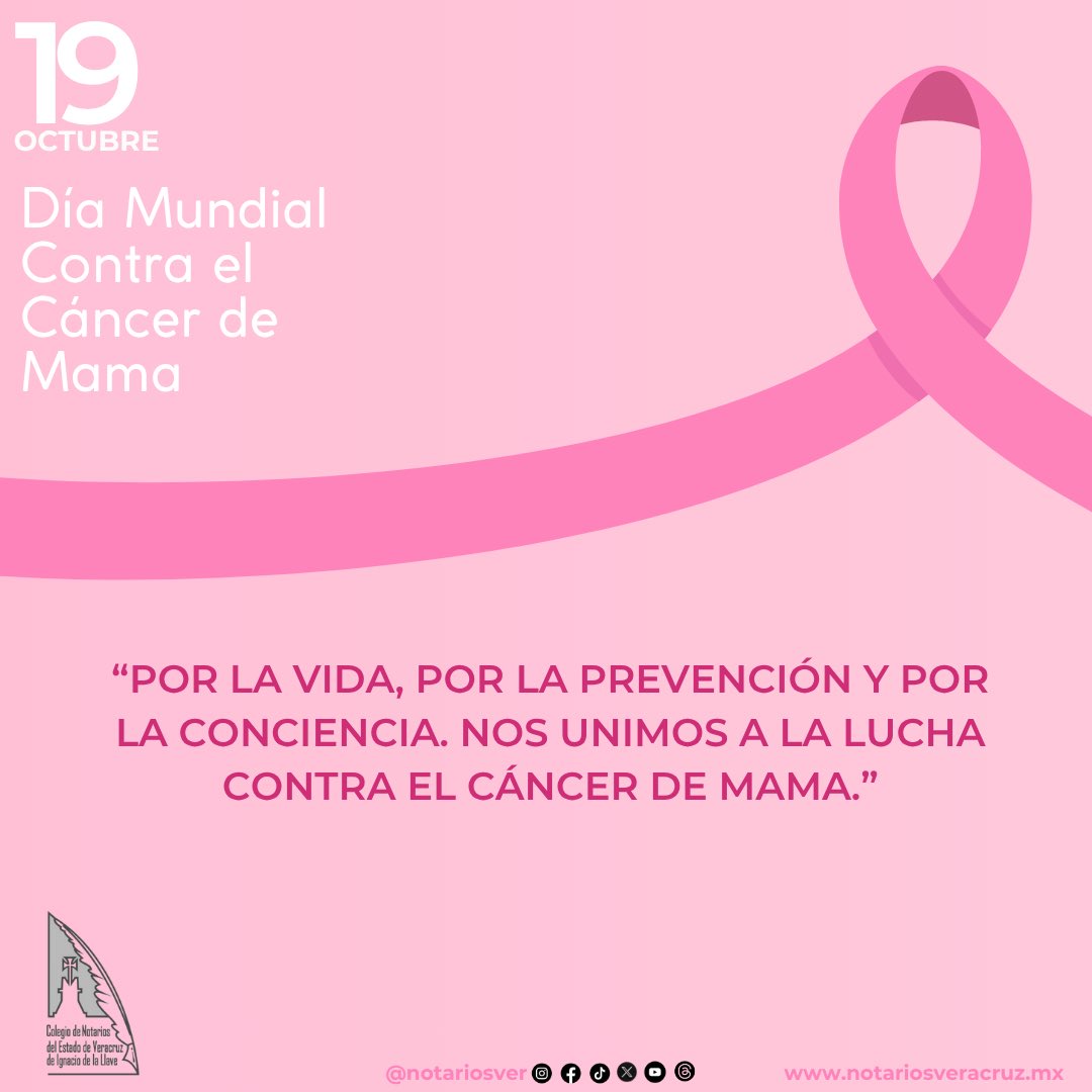notariosver's tweet photo. En el Colegio de Notarios del Estado de Veracruz nos unimos a la lucha contra el cáncer de mama. La detección oportuna salva vidas. 
#notariosVeracruz #colegiodenotariosdeveracruz
#porloquenosune #diamundialcancermama https://t.co/1cnCztTkjo
