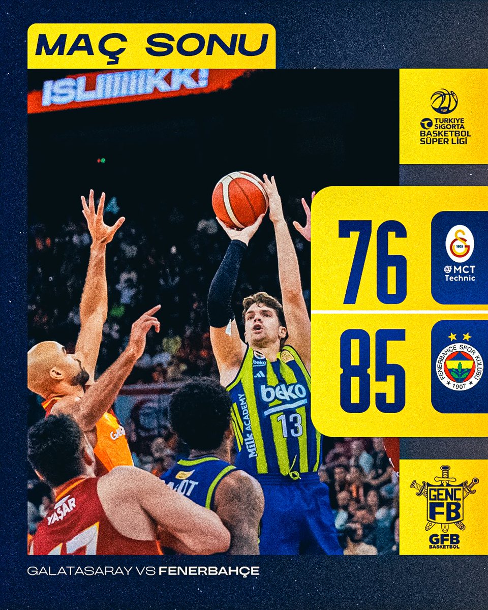 İŞTE BÖYLEEEEEE
HER SENE BÖYLE! ✊🏻

Maç Sonucu | Galatasaray MCT 76-85 Fenerbahçe Beko

TEBRİKLER FENERBAHÇE! 👊🏻

#GFBBasketbol