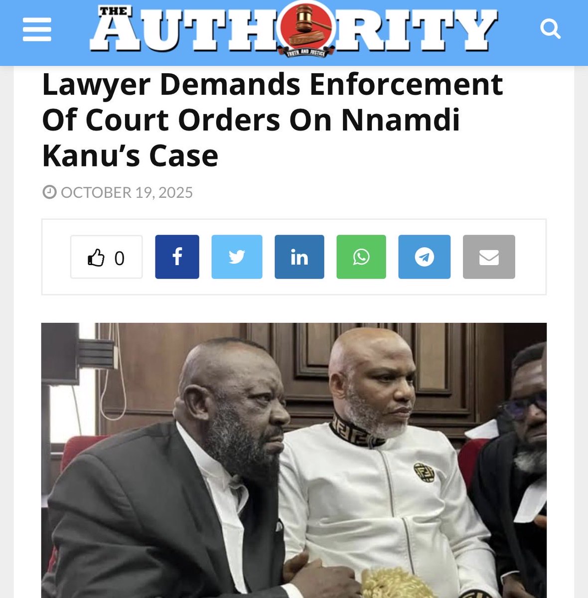 Do you know that the Federal High Court &amp; international tribunals declared the continued detention of MAZI NNAMDI KANU illegal &amp; directed that he be released. #MNKOct20 is the next big step.
