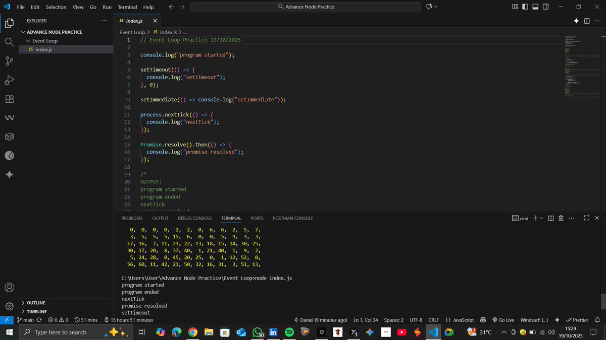 dan_22099's tweet image. Starting my advance nodejs tutorial and today was about event loops, streaming and encryption of file....It's high time I catch up with my bosses in CODE community @TuoyoS26091 @Swag. Corrections are very much highly welcomed 🙂
Github Link: github.com/U22099/Advance…
