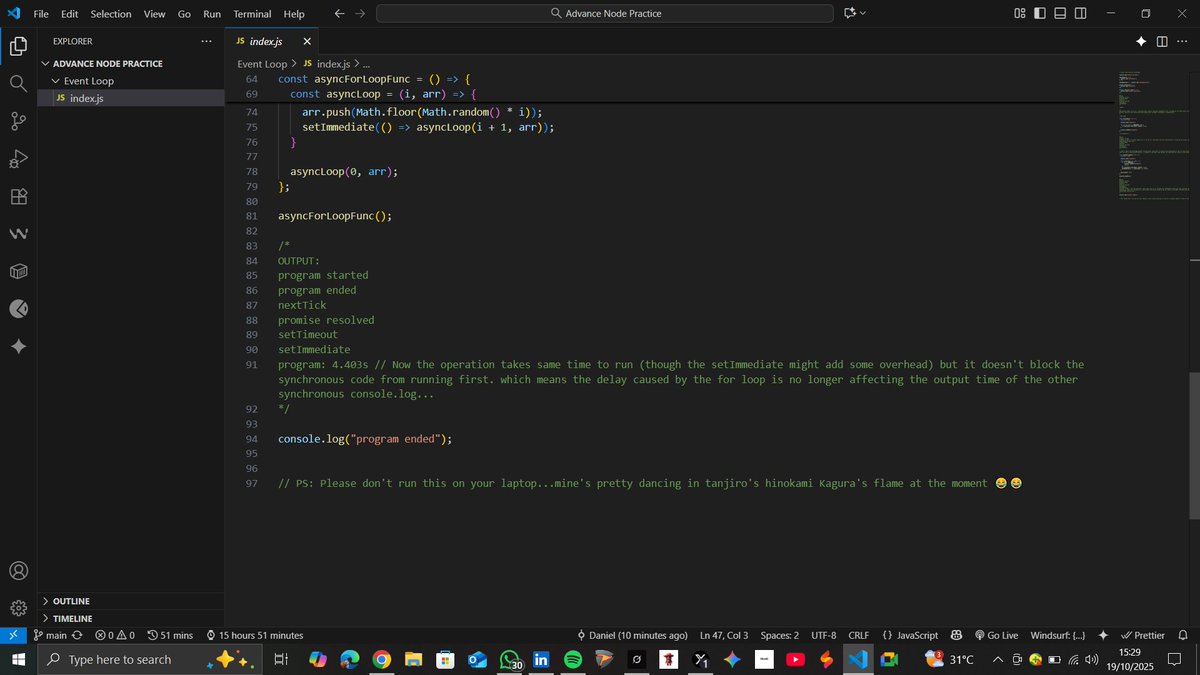 dan_22099's tweet image. Starting my advance nodejs tutorial and today was about event loops, streaming and encryption of file....It's high time I catch up with my bosses in CODE community @TuoyoS26091 @Swag. Corrections are very much highly welcomed 🙂
Github Link: github.com/U22099/Advance…