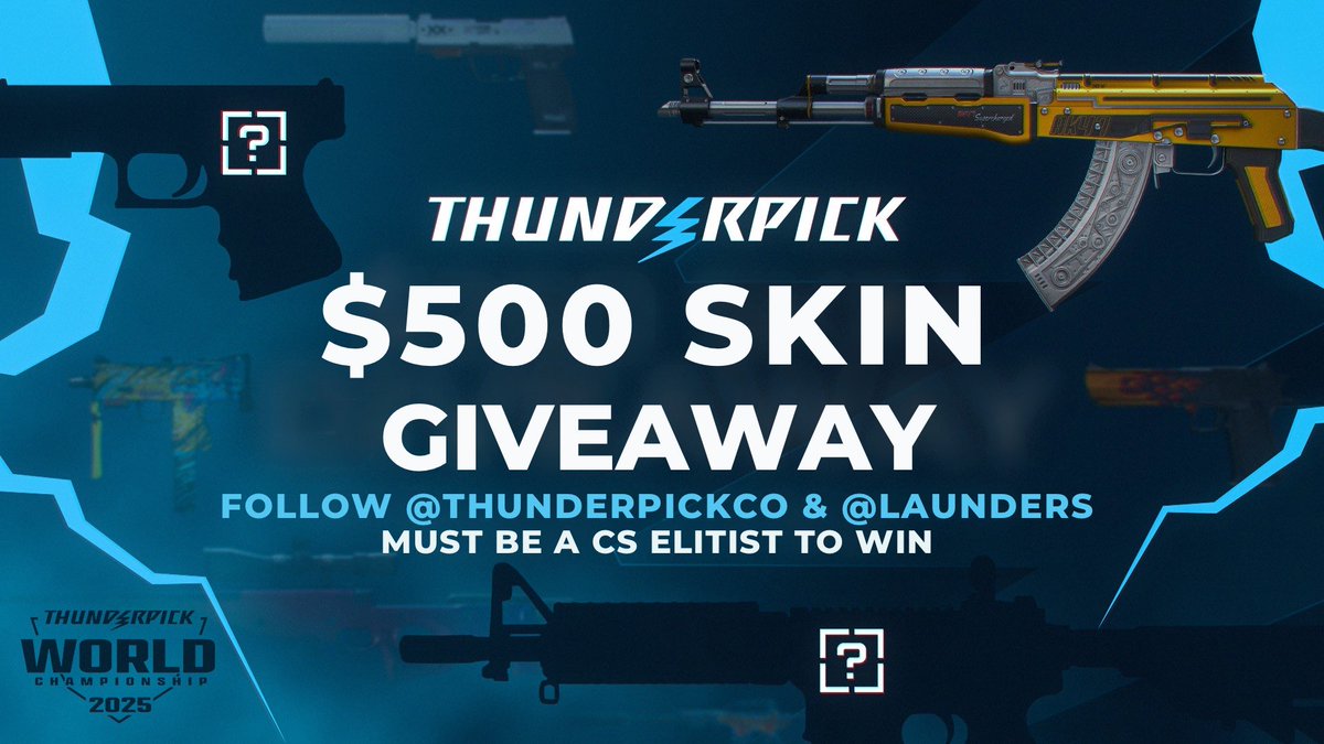launders's tweet image. Thunderpick wants YOU 🫵

…to watch the World Championship Grand finals! One lucky viewer wins a $500 USD mystery skin 🎁

All you have to do is RT, follow @thunderpickco and @ someone who should TUNE IN!

📺Twitch.tv/thunderpickTV