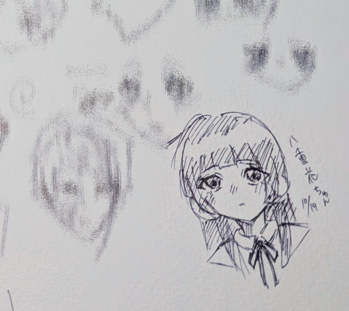 qna5VMSlxL45095's tweet image. ﾔｹｸｿに描いてたら可愛いお嬢が出来上がった、