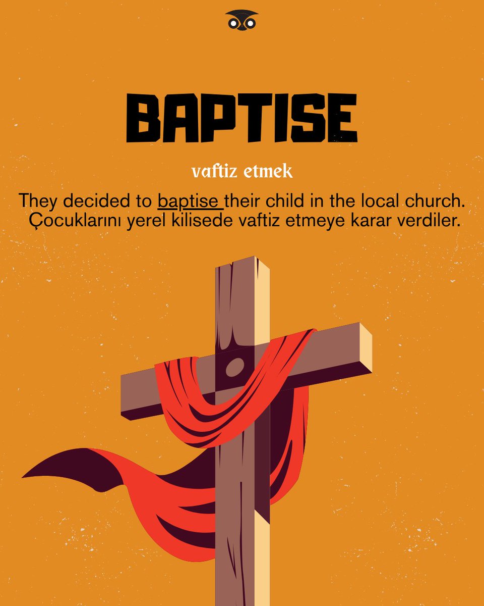 AlwaysEnglsh's tweet photo. Word of the Day: BAPTISE (Verb)
Example: "The family gathered at the church to baptise their newborn child."

#EnglishVocabulary #LearnEnglish #WordOfTheDay #EnglishLesson #Baptise https://t.co/9wqOVrSaEX